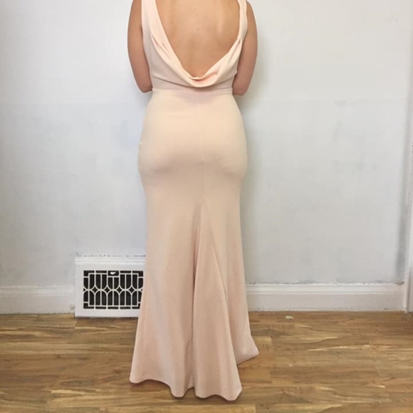 Blush pink floor length low-back formal dress - Picture 1 of 3